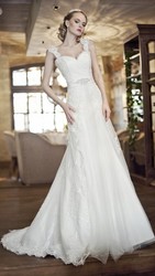 Свадебное платье из креп кружева белое белоснежное а-силуэт 42 44